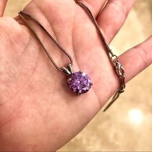 Lavender Quartz Pendant & Oxidized Silver Necklace